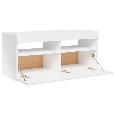 TV-Schrank mit LED-Leuchten Hochglanz-Weiß 90x35x40 cm