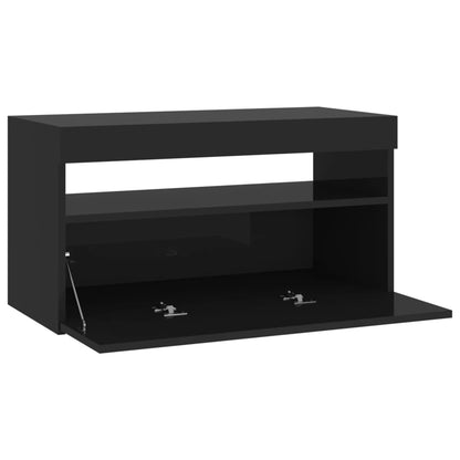 TV-Schrank mit LED-Leuchten Schwarz 75x35x40 cm