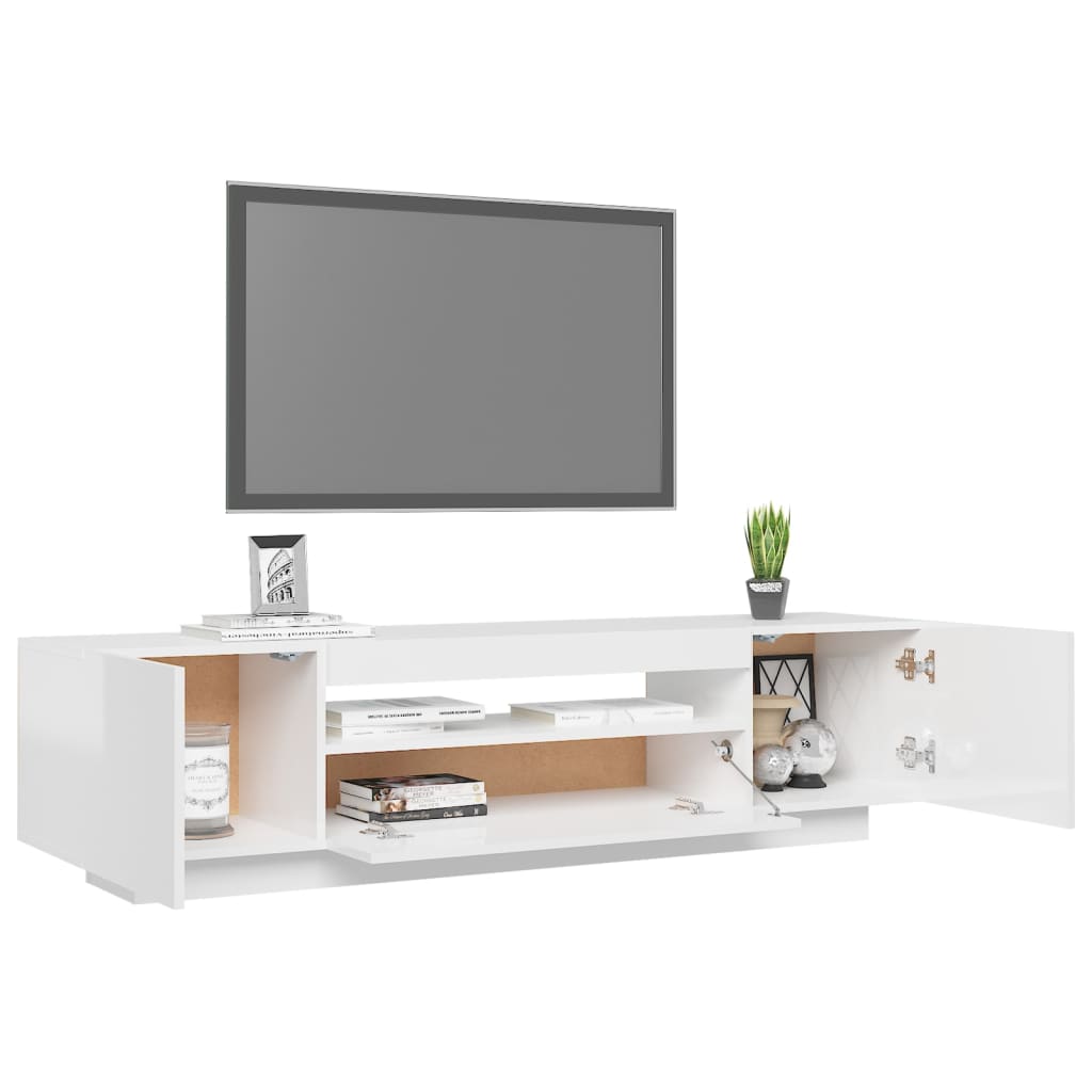 TV-Schrank mit LED-Leuchten Hochglanz-Weiß 160x35x40 cm