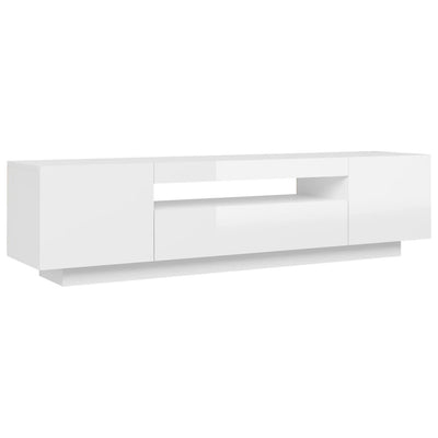 TV-Schrank mit LED-Leuchten Hochglanz-Weiß 160x35x40 cm