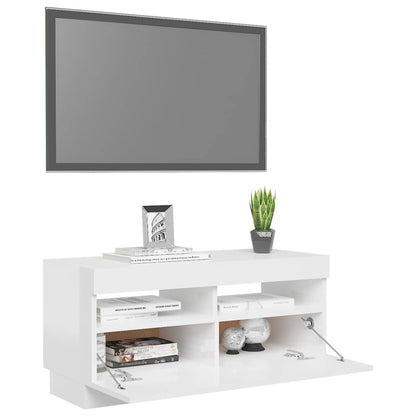 TV-Schrank mit LED-Leuchten Hochglanz-Weiß 80x35x40 cm