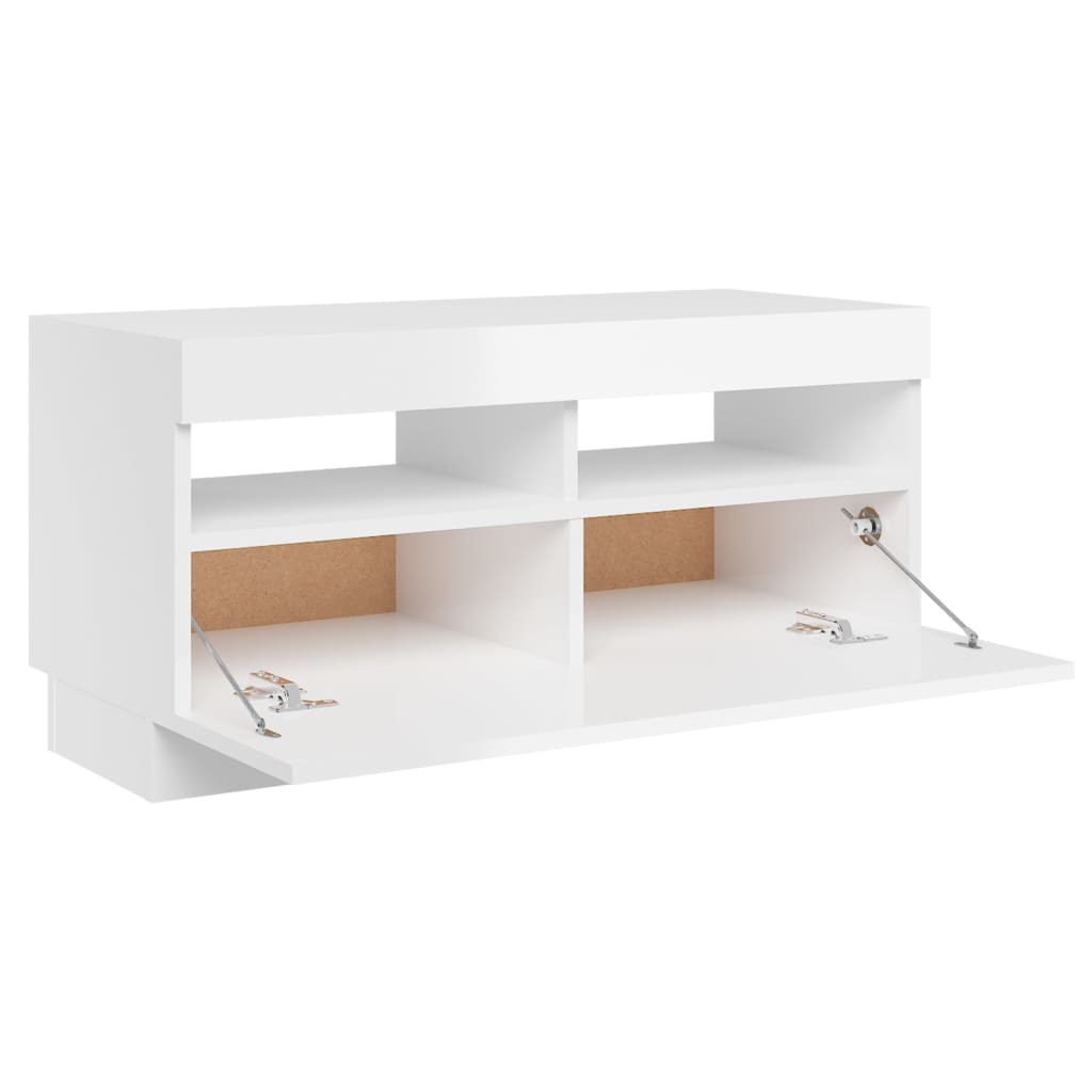 TV-Schrank mit LED-Leuchten Hochglanz-Weiß 80x35x40 cm