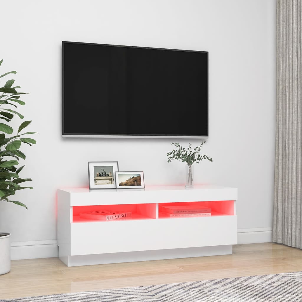 TV-Schrank mit LED-Leuchten Weiß 100x35x40 cm