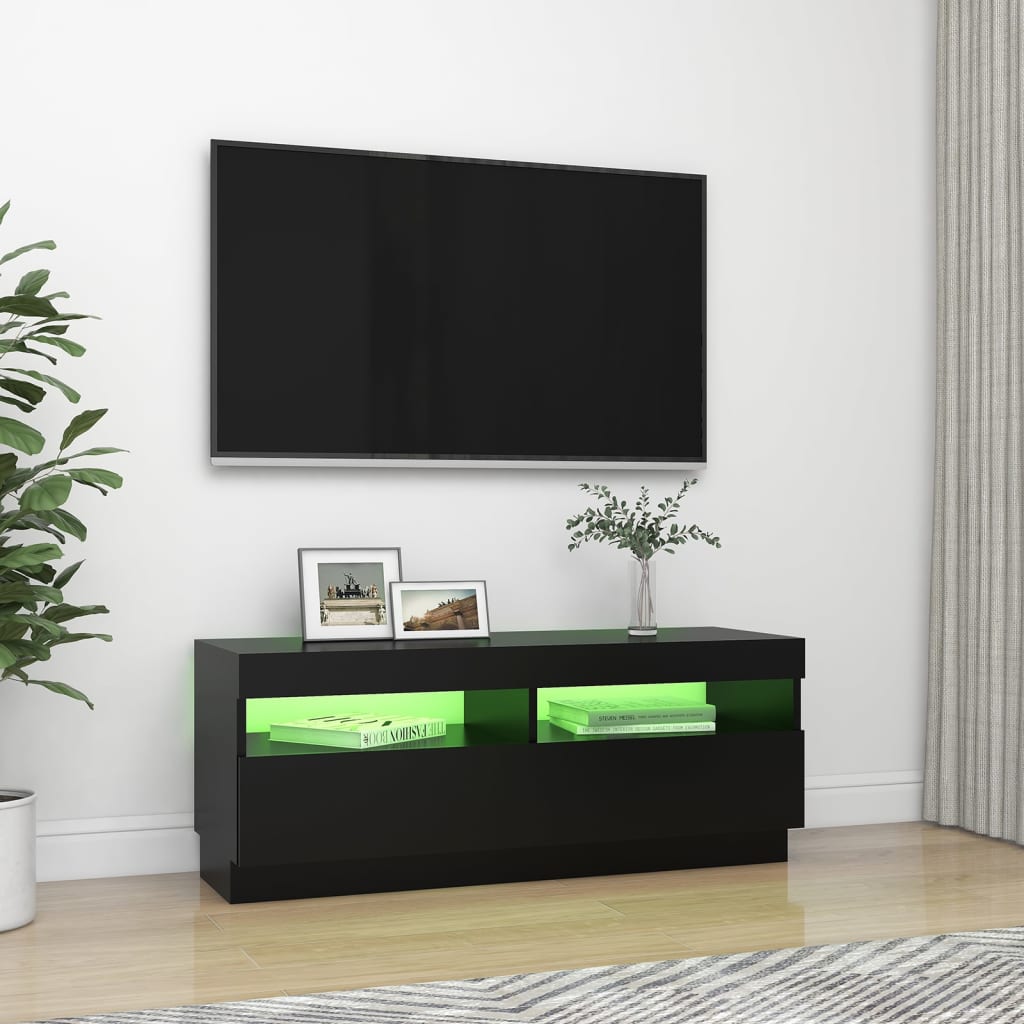 TV-Schrank mit LED-Leuchten Schwarz 100x35x40 cm