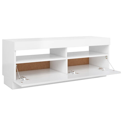 TV-Schrank mit LED-Leuchten Hochglanz-Weiß 100x35x40 cm