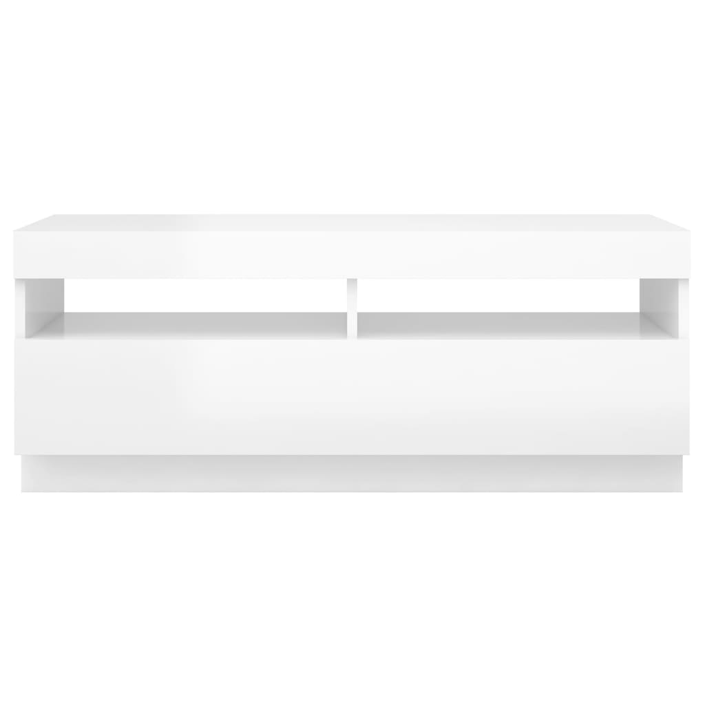 TV-Schrank mit LED-Leuchten Hochglanz-Weiß 100x35x40 cm