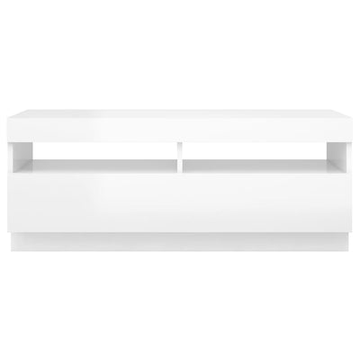 TV-Schrank mit LED-Leuchten Hochglanz-Weiß 100x35x40 cm