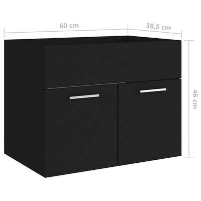 Waschbeckenunterschrank Schwarz 60x38,5x46 cm Holzwerkstoff