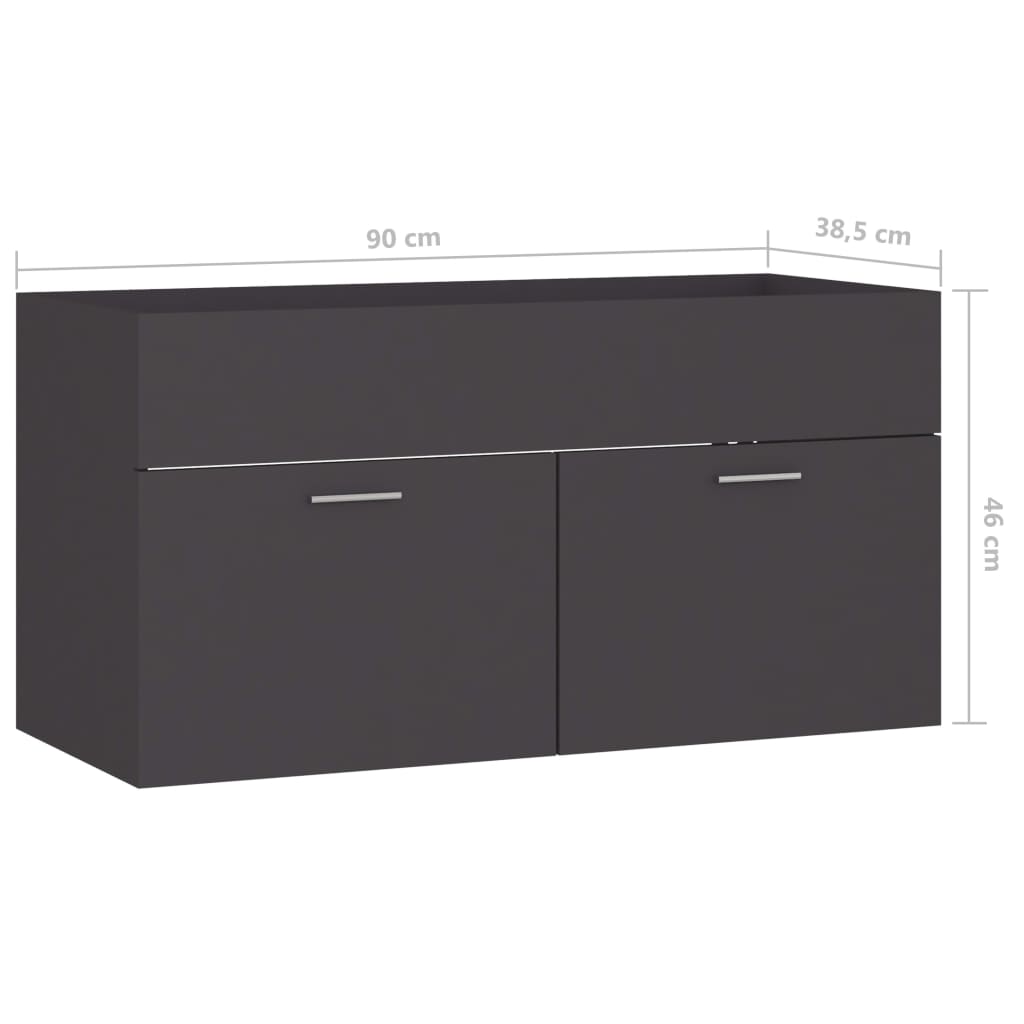 Waschbeckenunterschrank Grau 90x38,5x46 cm Holzwerkstoff