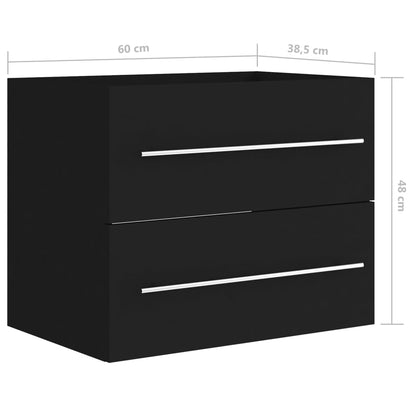 Waschbeckenunterschrank Schwarz 60x38,5x48 cm Holzwerkstoff