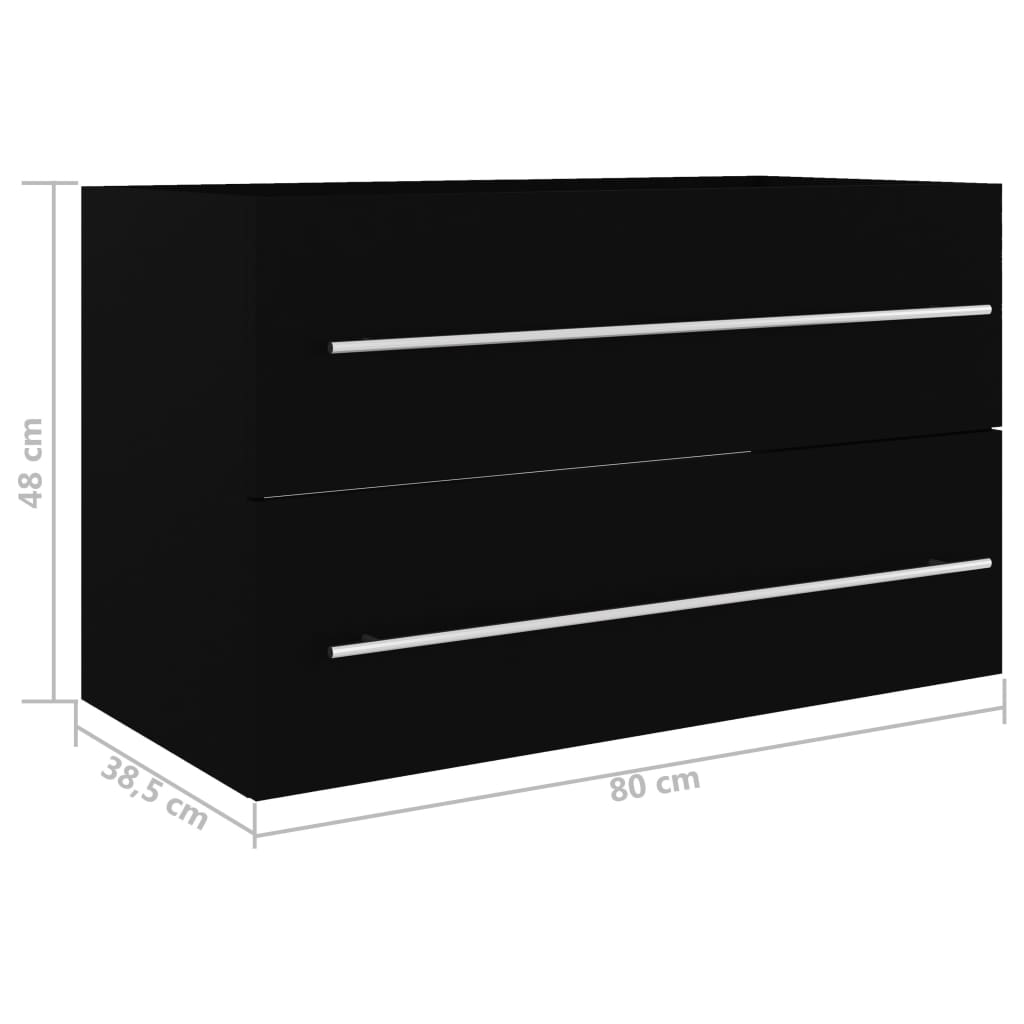 Waschbeckenunterschrank Schwarz 80x38,5x48 cm Holzwerkstoff