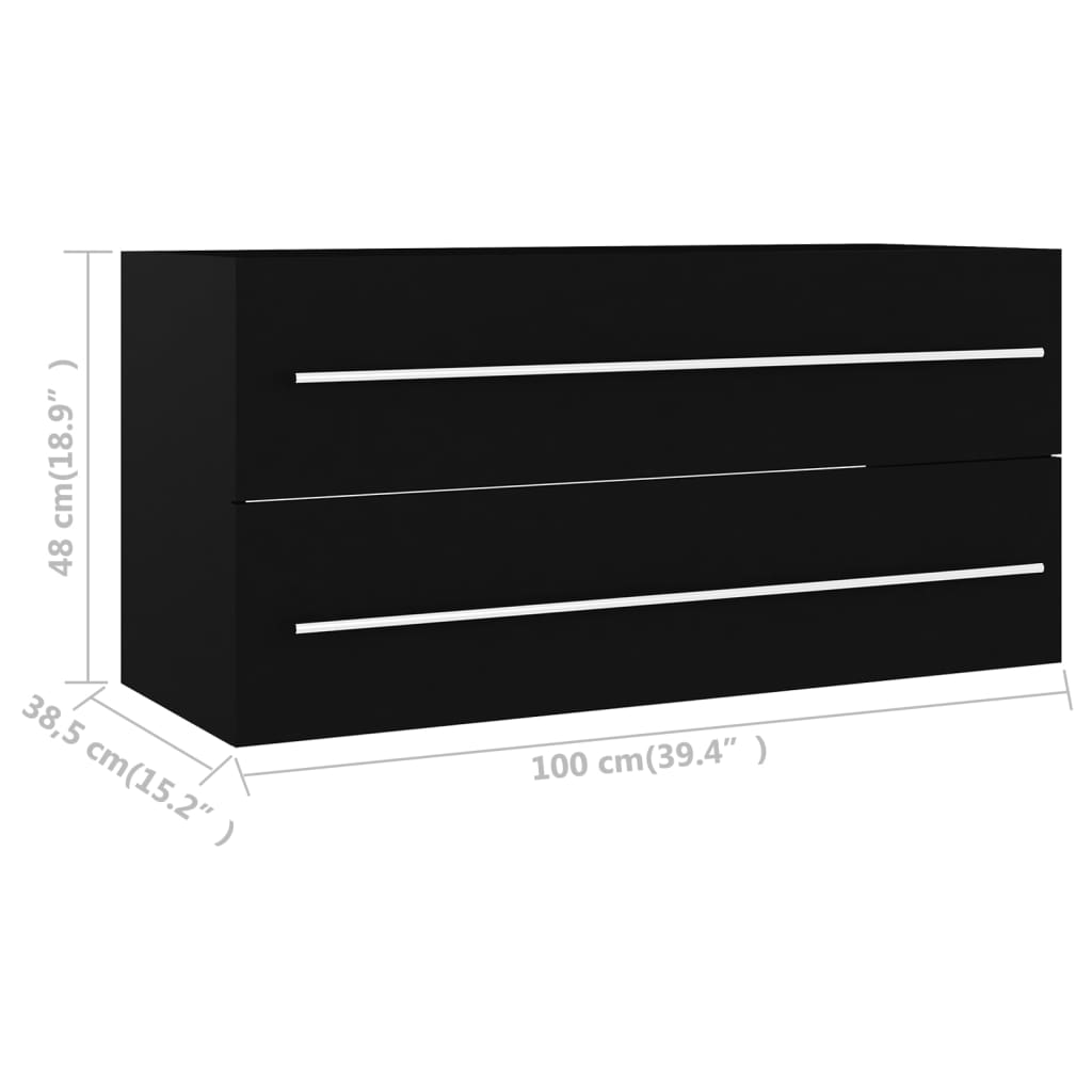 Waschbeckenunterschrank Schwarz 100x38,5x48 cm Holzwerkstoff