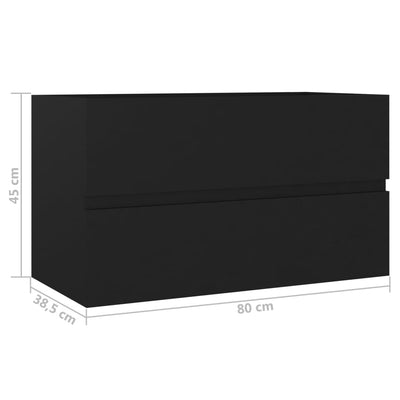 Waschbeckenunterschrank Schwarz 80x38,5x45 cm Holzwerkstoff