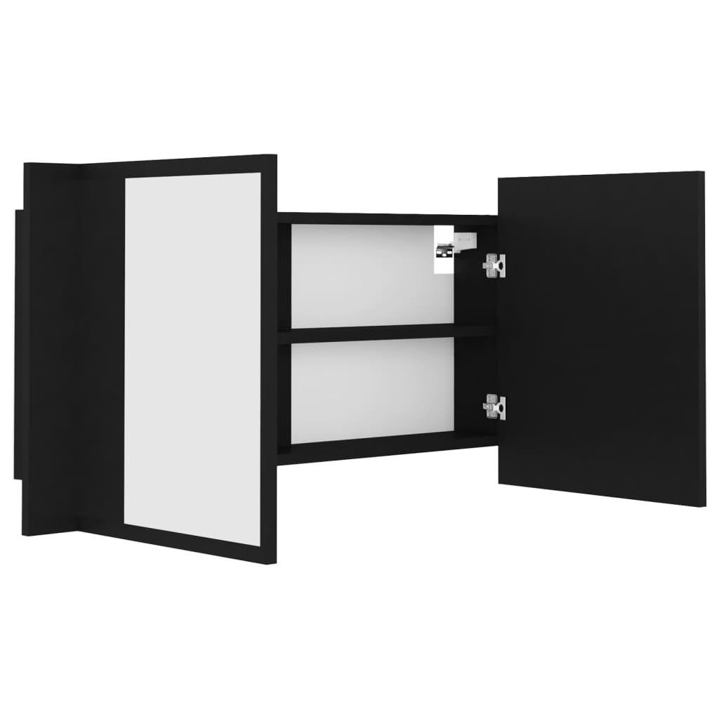 LED-Bad-Spiegelschrank Schwarz 90x12x45 cm Acryl