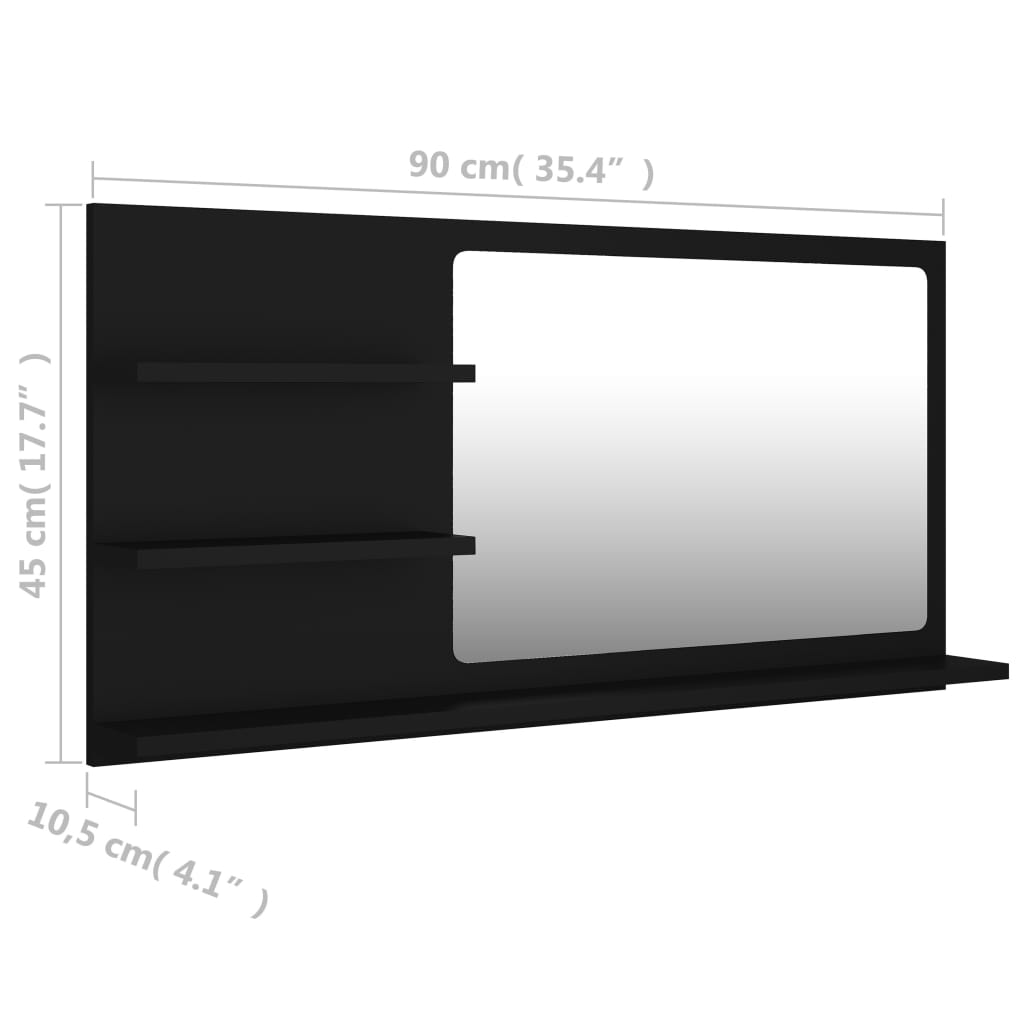 Badspiegel Schwarz 90x10,5x45 cm Holzwerkstoff