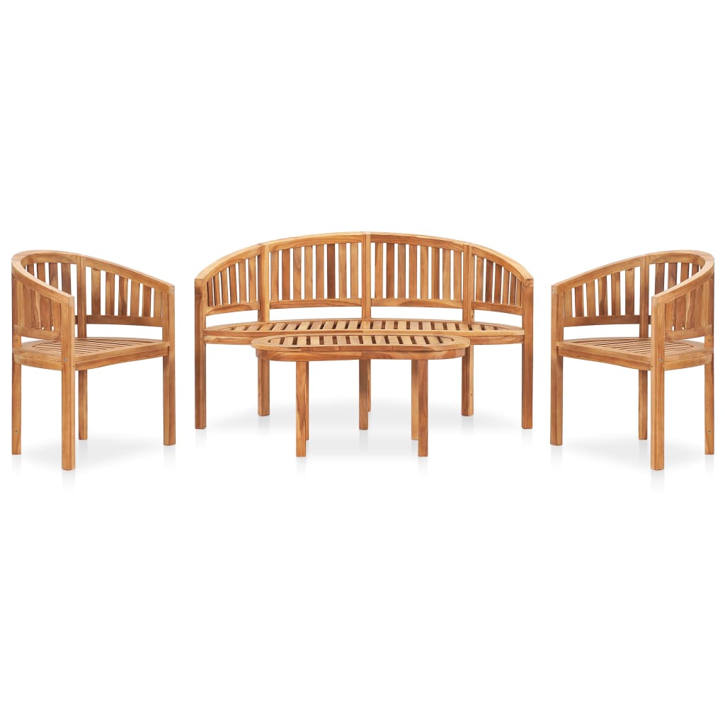 4-tlg. Garten-Lounge-Set Massivholz Teak