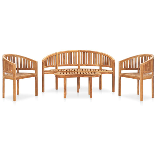 4-tlg. Garten-Lounge-Set Massivholz Teak