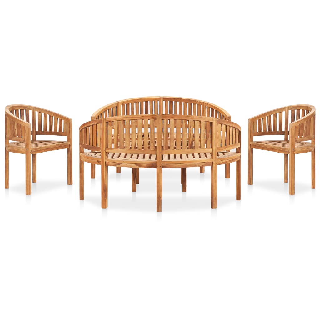 5-tlg. Garten-Lounge-Set Massivholz Teak