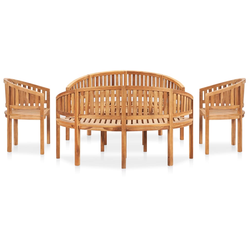 5-tlg. Garten-Lounge-Set Massivholz Teak