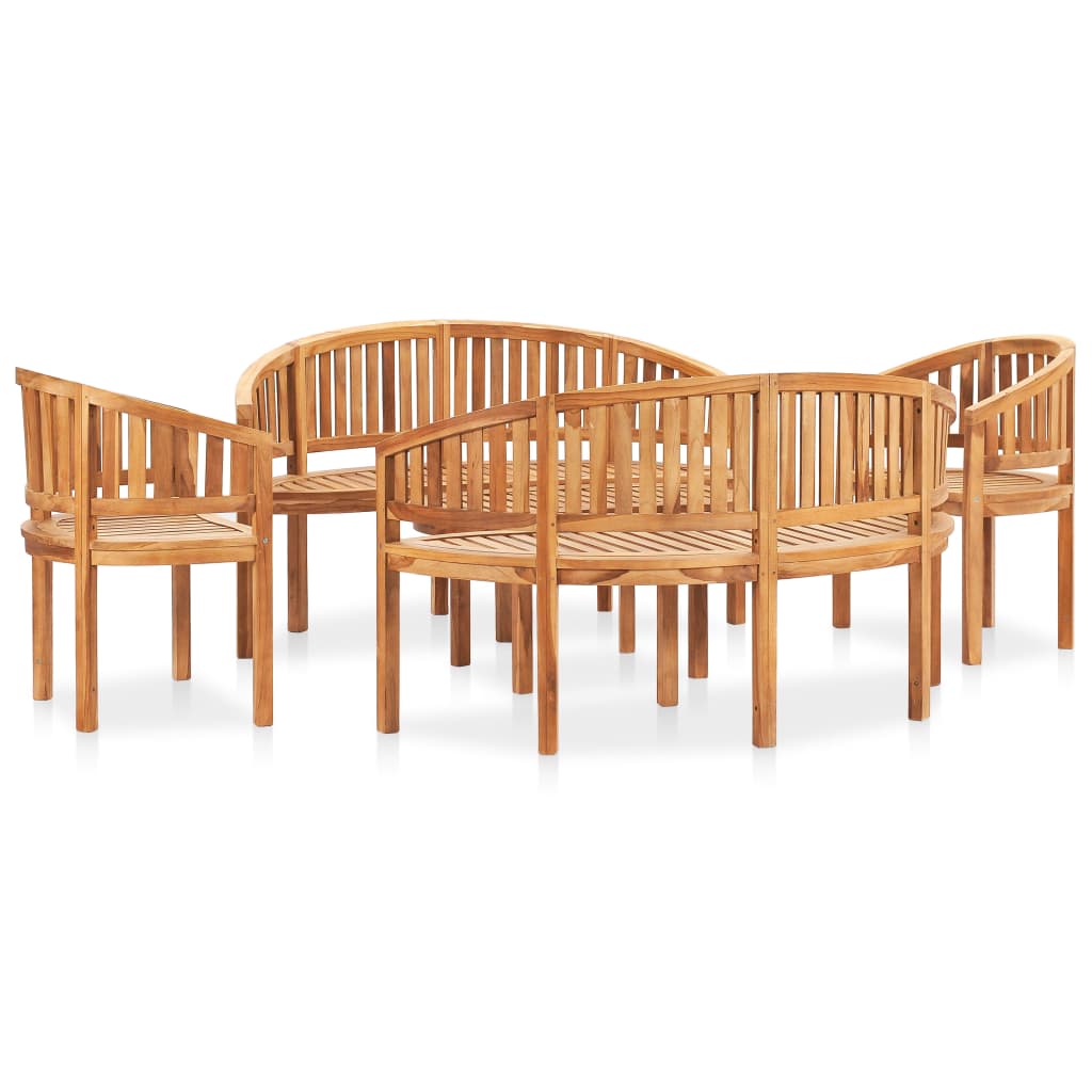 5-tlg. Garten-Lounge-Set Massivholz Teak