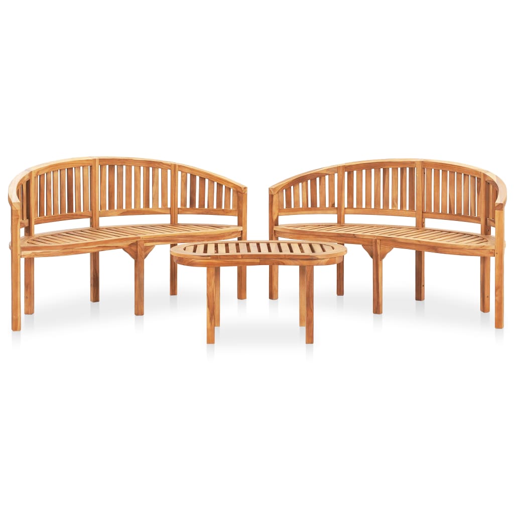 3-tlg. Garten-Lounge-Set Massivholz Teak