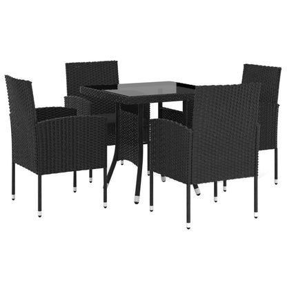 5-tlg. Garten-Essgruppe Poly Rattan Schwarz