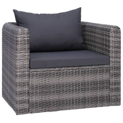 9-tlg. Garten-Lounge-Set mit Kissen Poly Rattan Grau