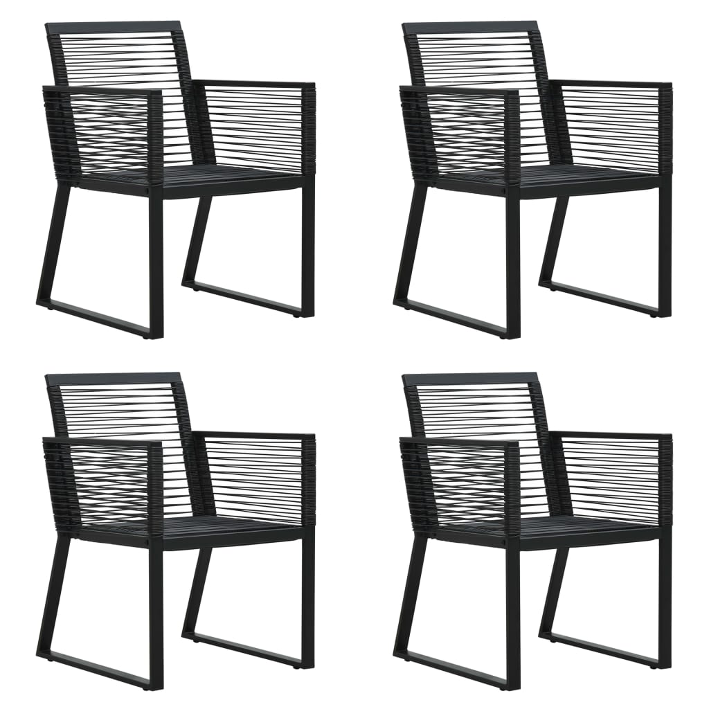 5-tlg. Garten-Essgruppe PVC Rattan Schwarz