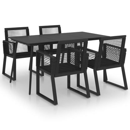 5-tlg. Garten-Essgruppe PVC Rattan Schwarz