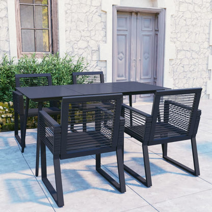 5-tlg. Garten-Essgruppe PVC Rattan Schwarz