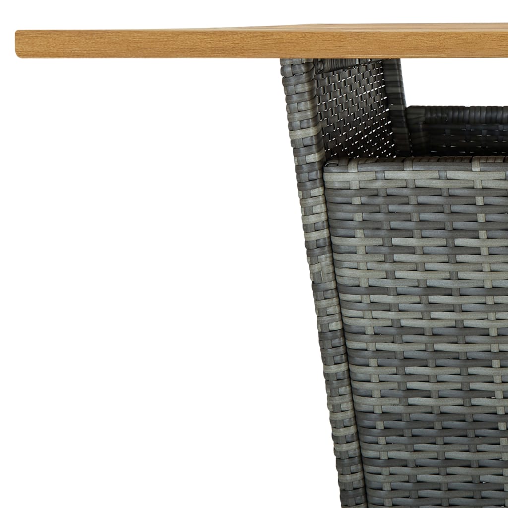 9-tlg. Gartenbar-Set mit Kissen Poly Rattan Grau