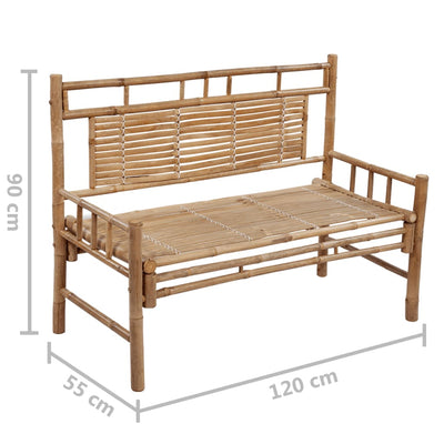 Gartenbank mit Auflage 120 cm Bambus