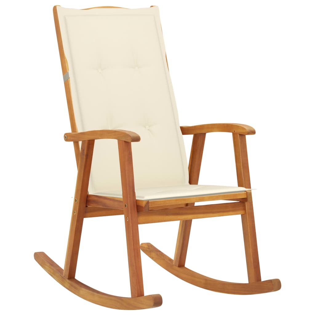 3064181 vidaXL Rocking Chair with Cushions Solid Acacia Wood (311844+43181)