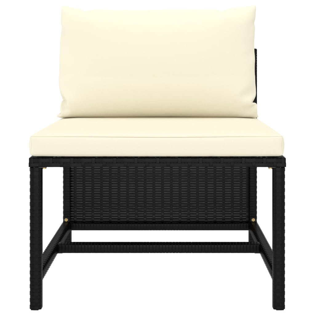 6-tlg. Garten-Lounge-Set mit Kissen Poly Rattan Schwarz