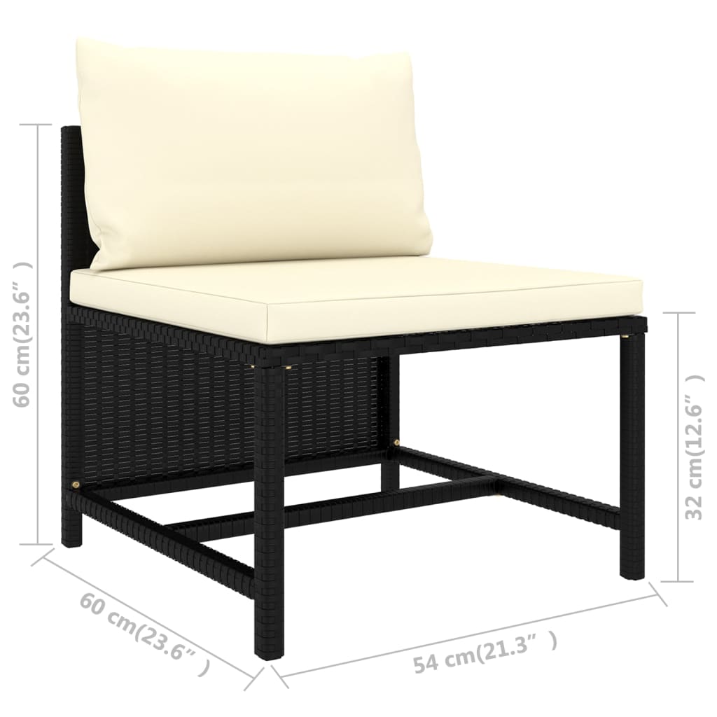 8-tlg. Garten-Lounge-Set mit Kissen Poly Rattan Schwarz