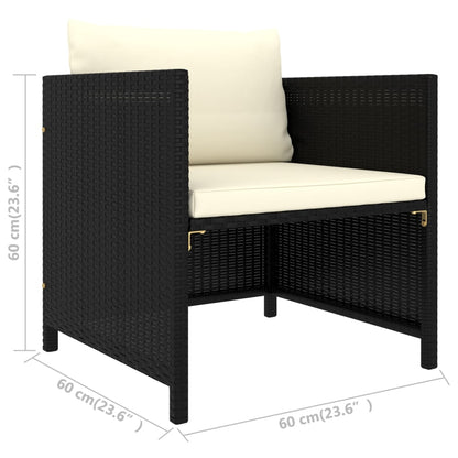 8-tlg. Garten-Lounge-Set mit Kissen Poly Rattan Schwarz