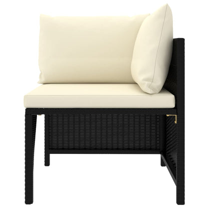 9-tlg. Garten-Lounge-Set mit Kissen Poly Rattan Schwarz