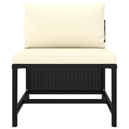 9-tlg. Garten-Lounge-Set mit Kissen Poly Rattan Schwarz