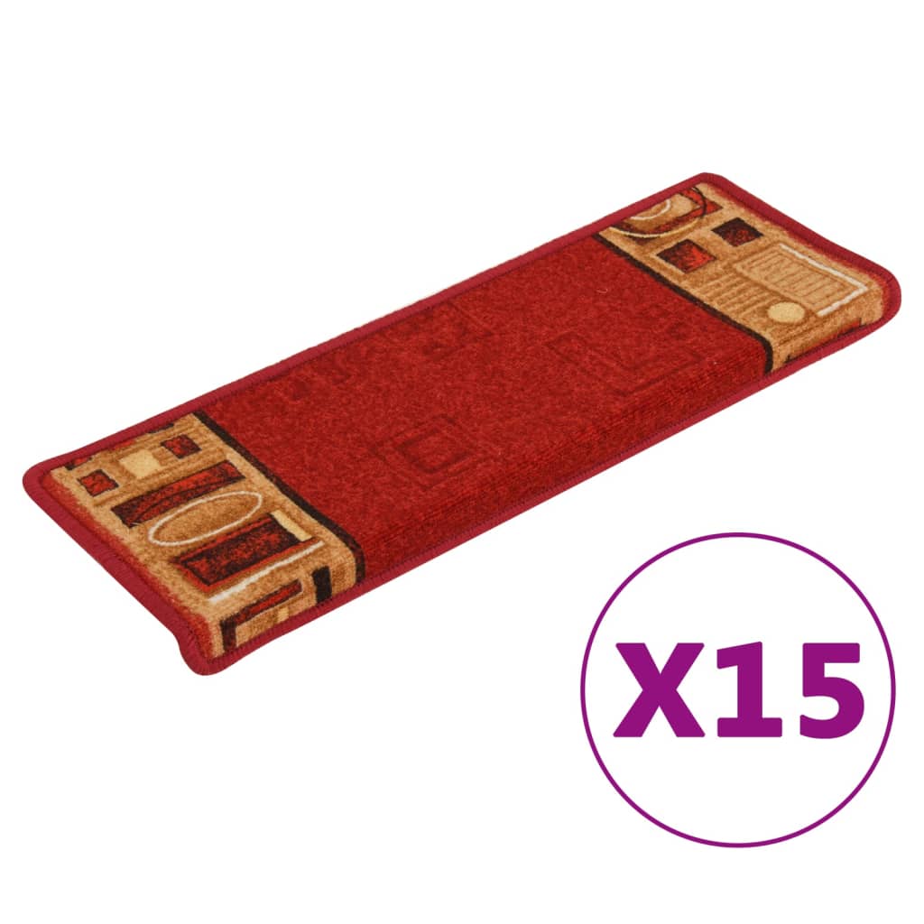 Treppenmatten Selbstklebend 15 Stk. 65x21x4 cm Rot