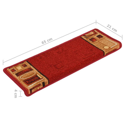 Treppenmatten Selbstklebend 15 Stk. 65x21x4 cm Rot