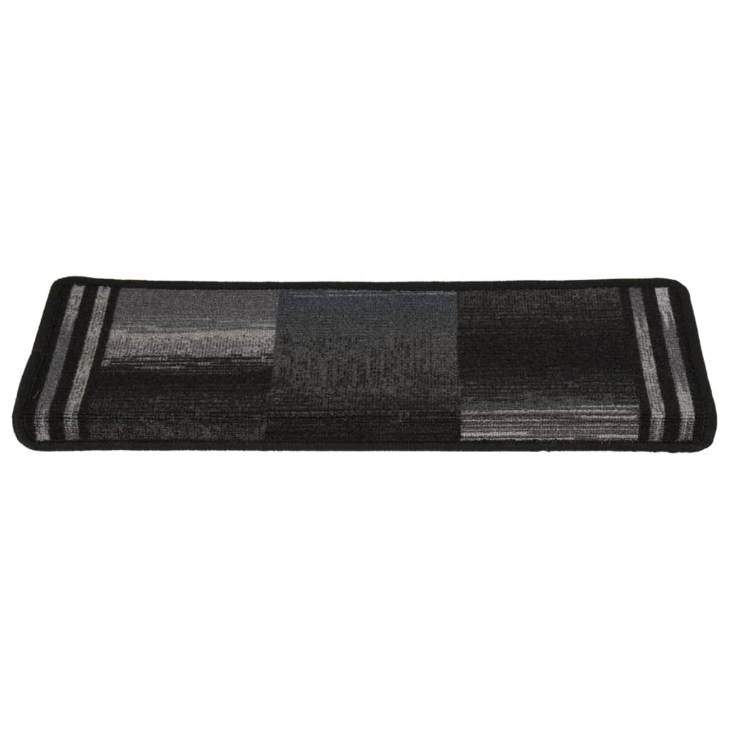 Treppenmatten Selbstklebend 15 Stk. 65x21x4 cm Schwarz und Grau