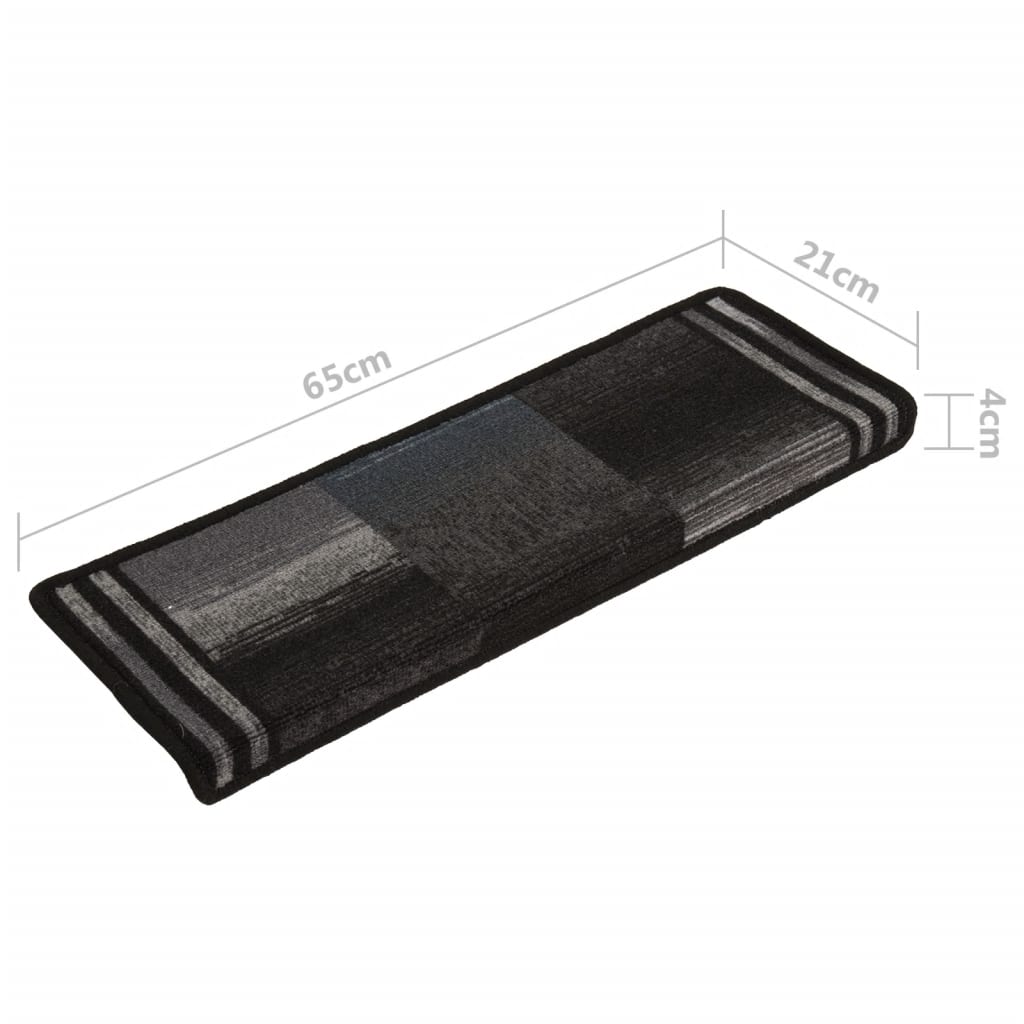 Treppenmatten Selbstklebend 15 Stk. 65x21x4 cm Schwarz und Grau