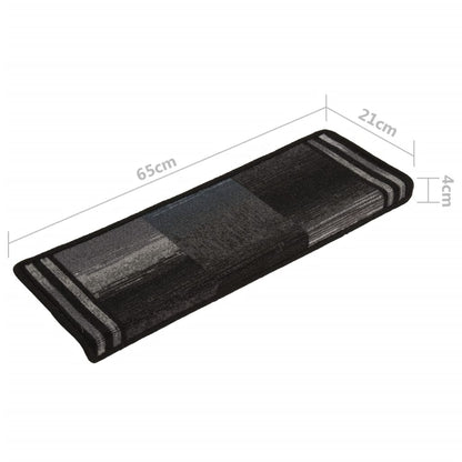 Treppenmatten Selbstklebend 15 Stk. 65x21x4 cm Schwarz und Grau