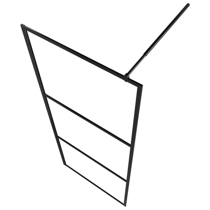 Duschwand für Begehbare Duschen ESG-Klarglas Schwarz 90x195 cm