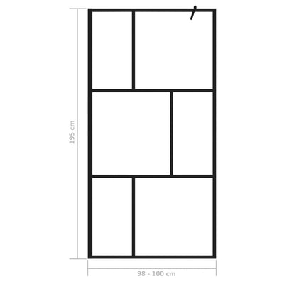 Duschwand für Begehbare Duschen mit Hartglas Schwarz 100x195 cm