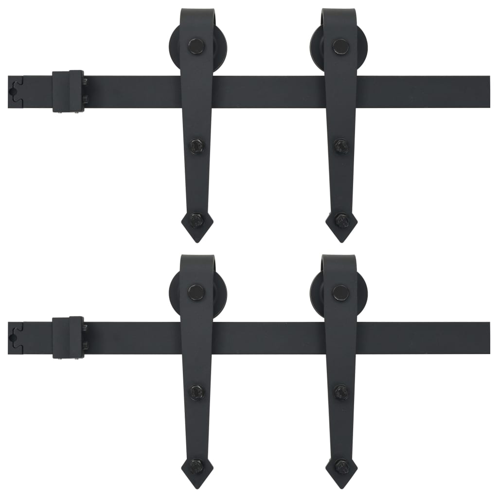 Schiebetür-Beschlagsätze 2 Stk. 200 cm Stahl Schwarz