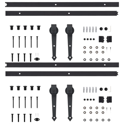 Schiebetür-Beschlagsätze 2 Stk. 200 cm Stahl Schwarz