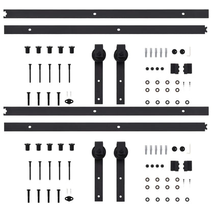 Schiebetür-Beschlagsätze 2 Stk. 200 cm Stahl Schwarz