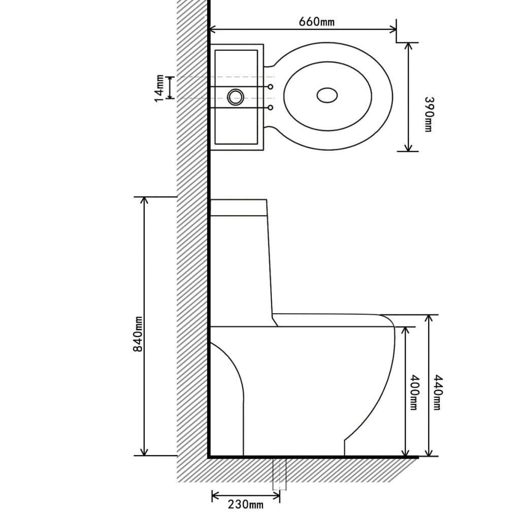 WC Keramik-Toilette Badezimmer Rund Senkrechter Abgang Schwarz