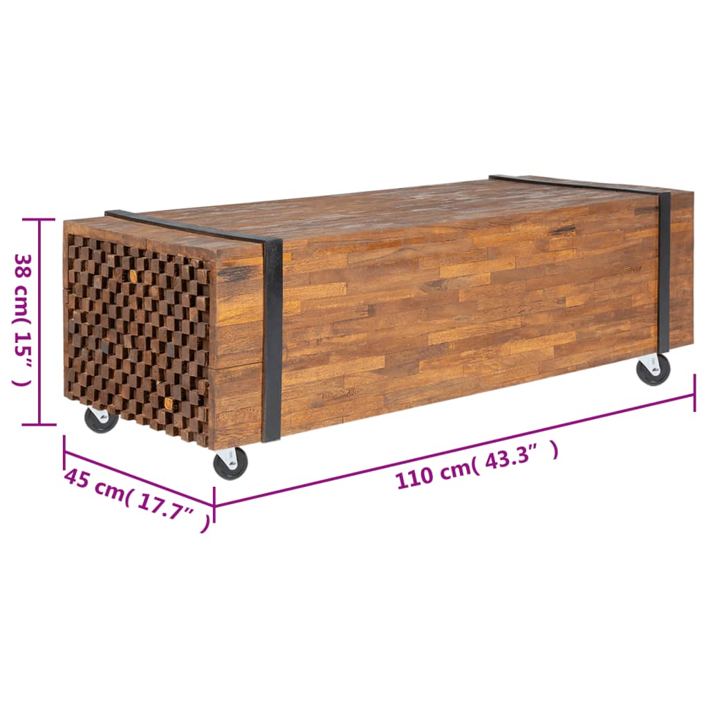 Couchtisch 110x45x38 cm Teak Massivholz